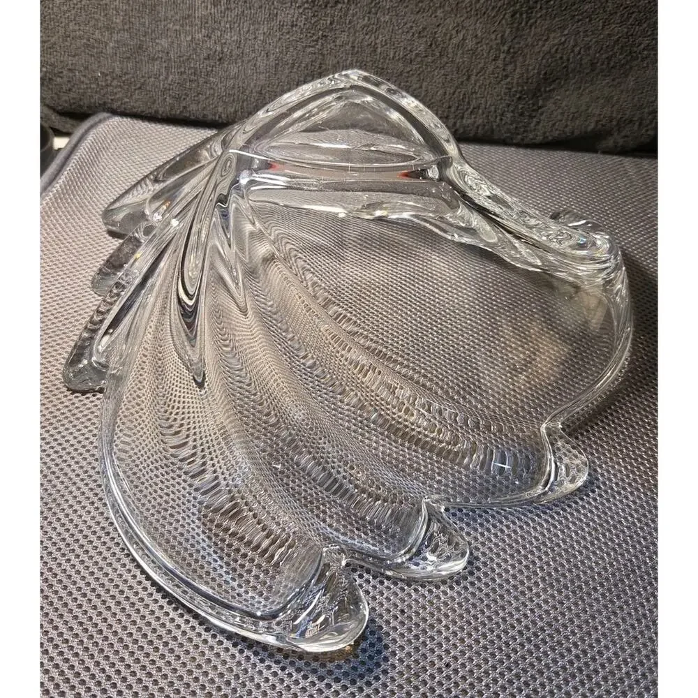 VTG Waltherglas Swirl Crystal Trinket Candy Dish Bowl Germany 1980s Shell